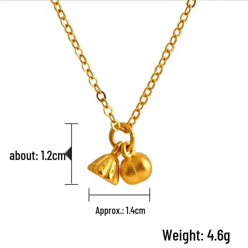 Vietnam Sand Gold Lotus Pod Pendant Necklace - Women's Simple Gold-Plated Copper Clavicle Chain Jewelry