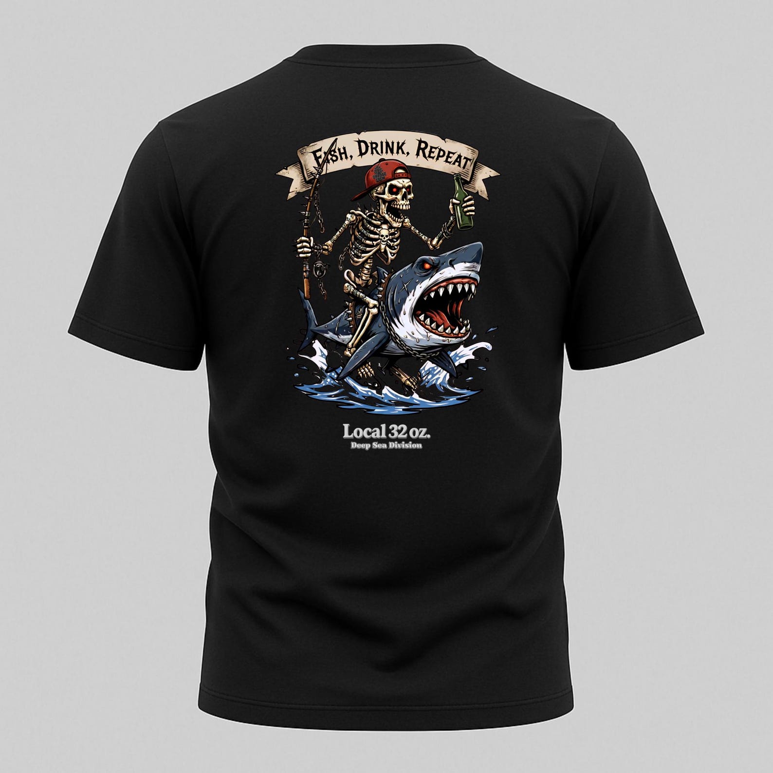 Local 32oz Fish Drink Repeat Graphic T-shirt S