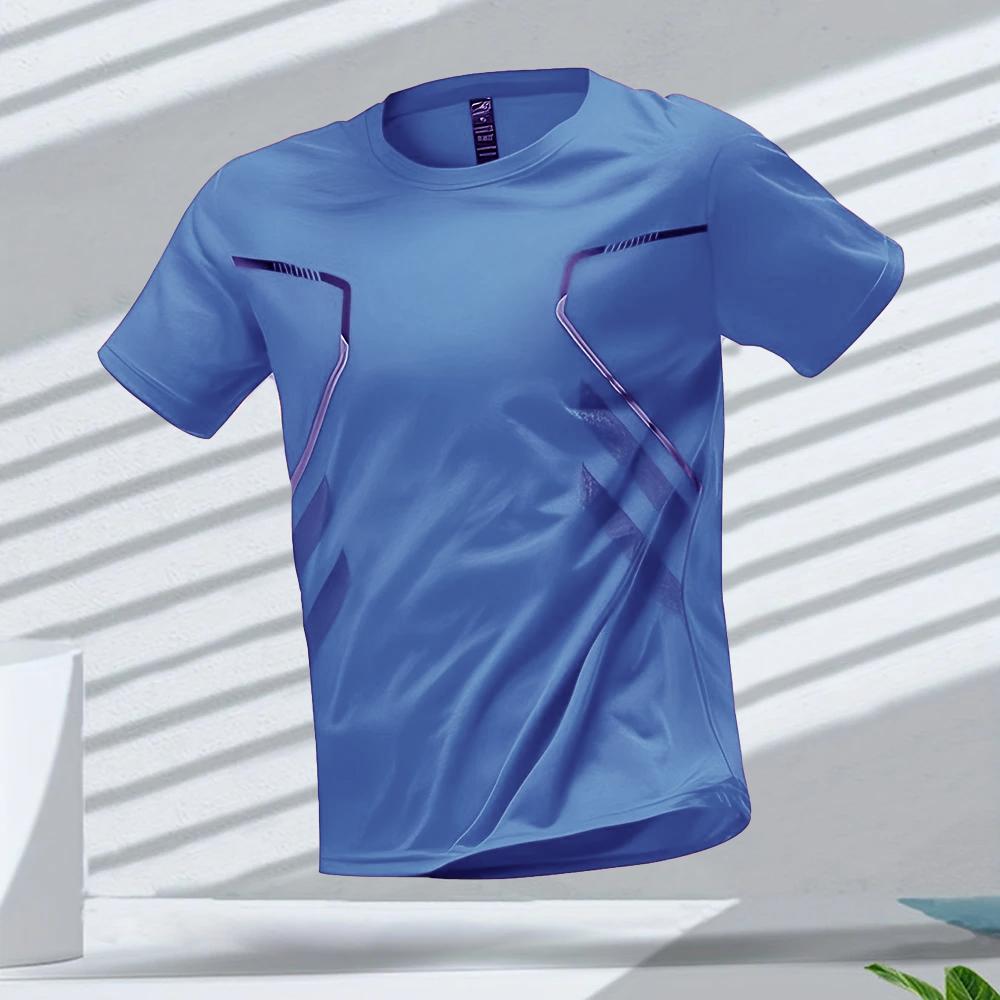 

Мужские футболки Спортивная футболка для бега Цветная мужская быстросохнущая дышащая футболка с коротким рукавом и круглым вырезом для занятий спортом на открытом воздухе XL