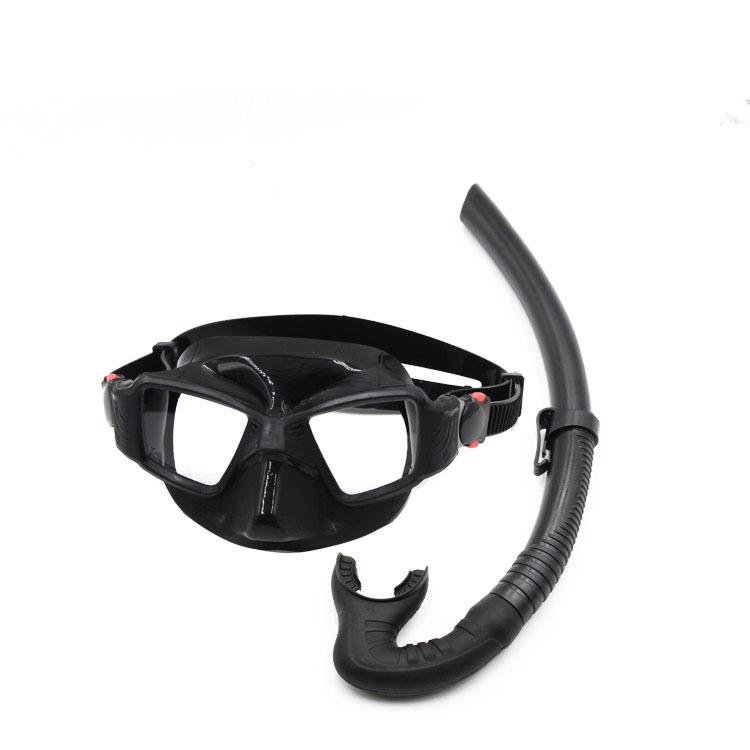Customized Freediving Goggles Wet Snorkel Set Glass Lenses Small Volume Rubber Coated Universal Fit Mask Snorkeling Equipment
