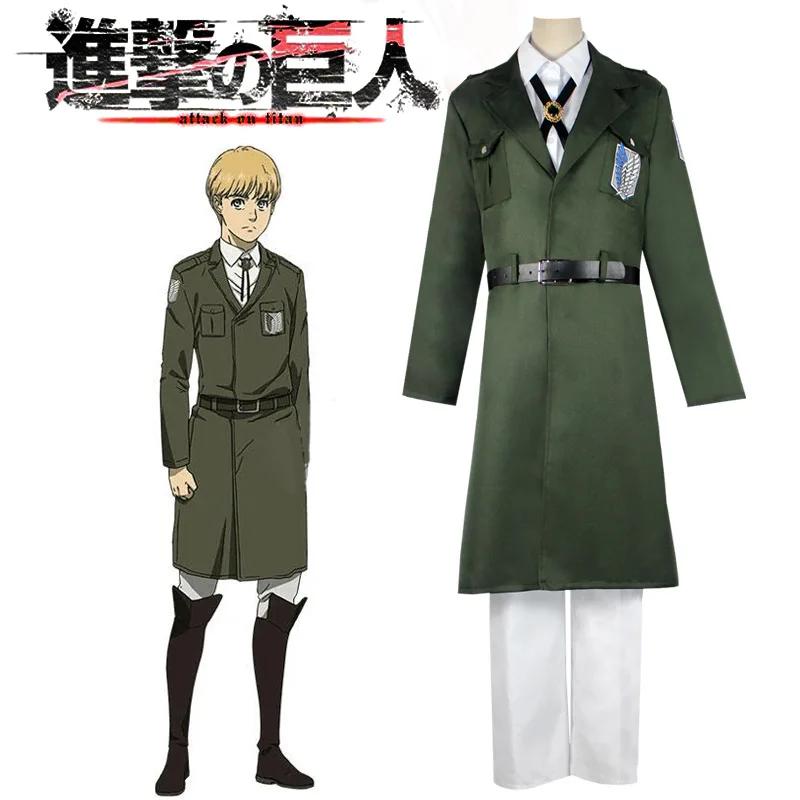 Attack on Titan Cosplay Anime Stagione 4 Corpo di Ricerca Eren Jager Armin Arlert Giacca Verde Scuro Costumi di Halloween per Donne Uomini