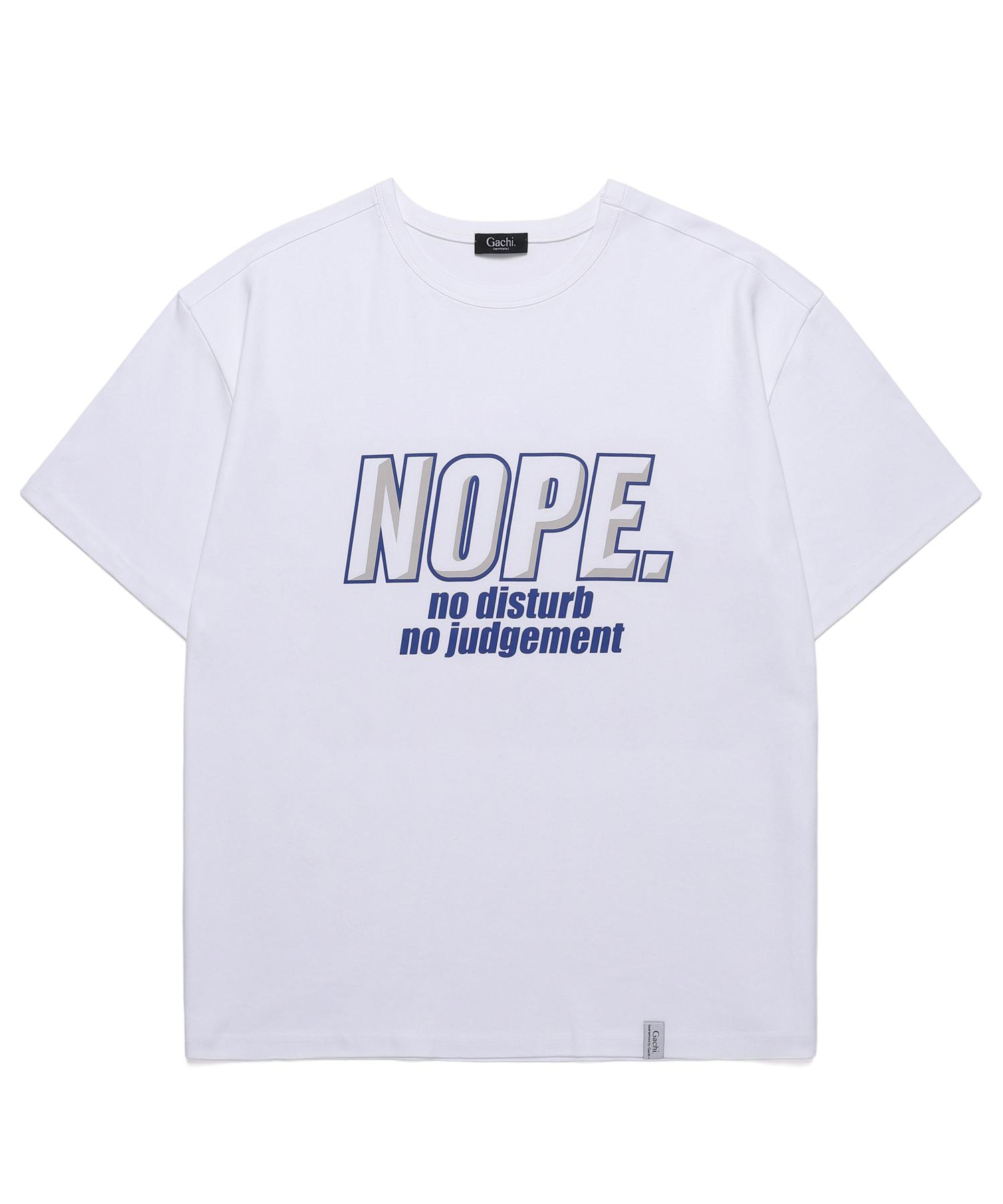 Gachi Loose Fit Nope. Printed Short Sleeve T-Shirt White M