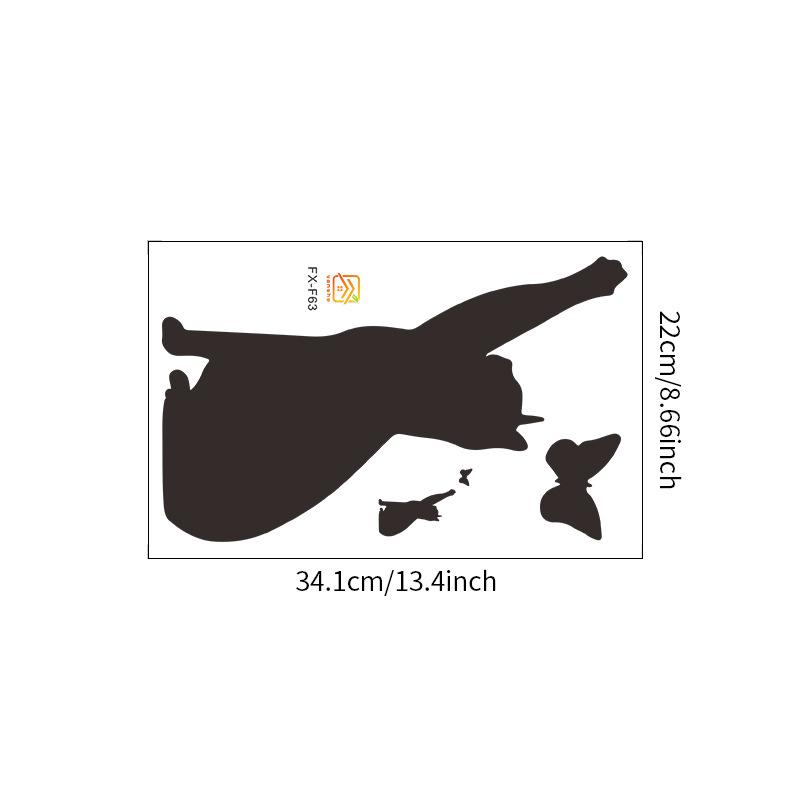 Creative Artistic Solid Color Cat and Butterfly Wall Sticker for Bedroom Entryway Self-Adhesive Removable Decoration