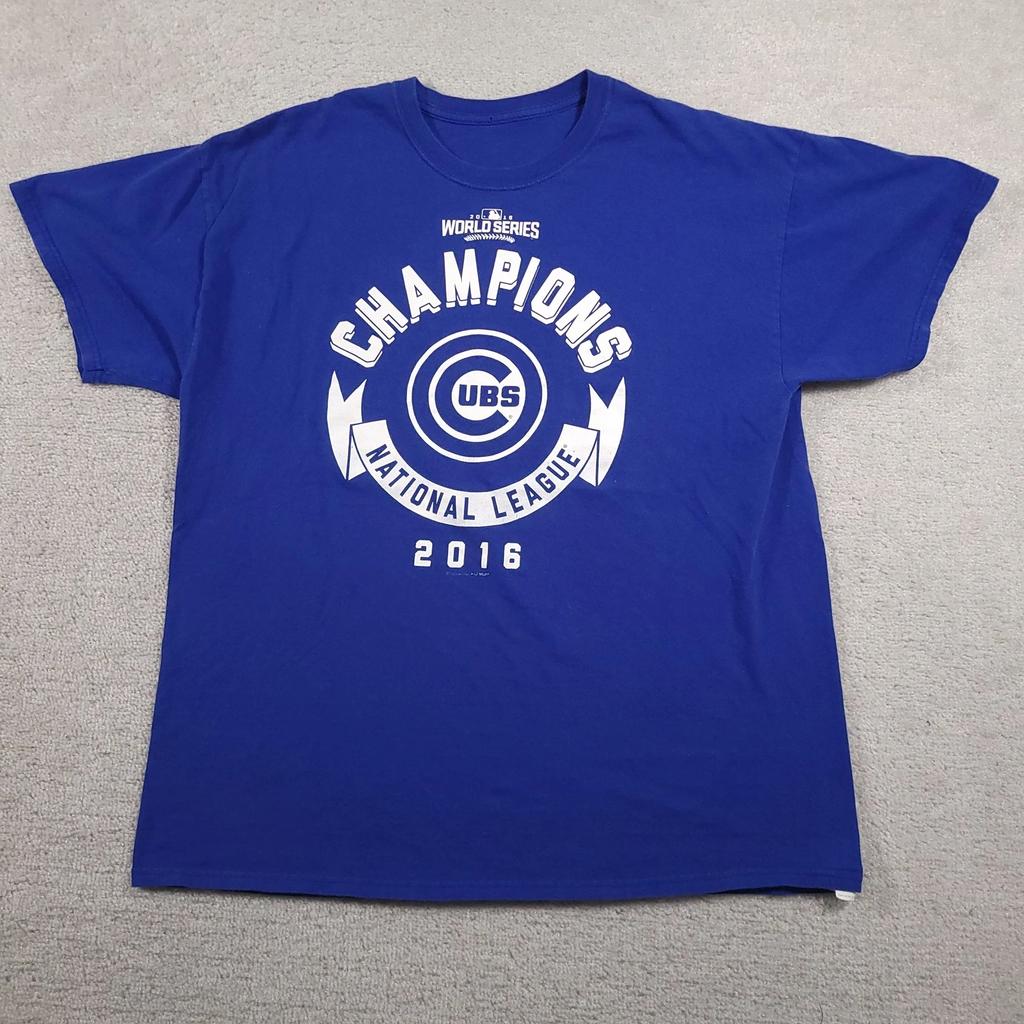 Chicago Cubs Shirt Mens XL Blue MLB Baseball 2016 World Series Champions Tee