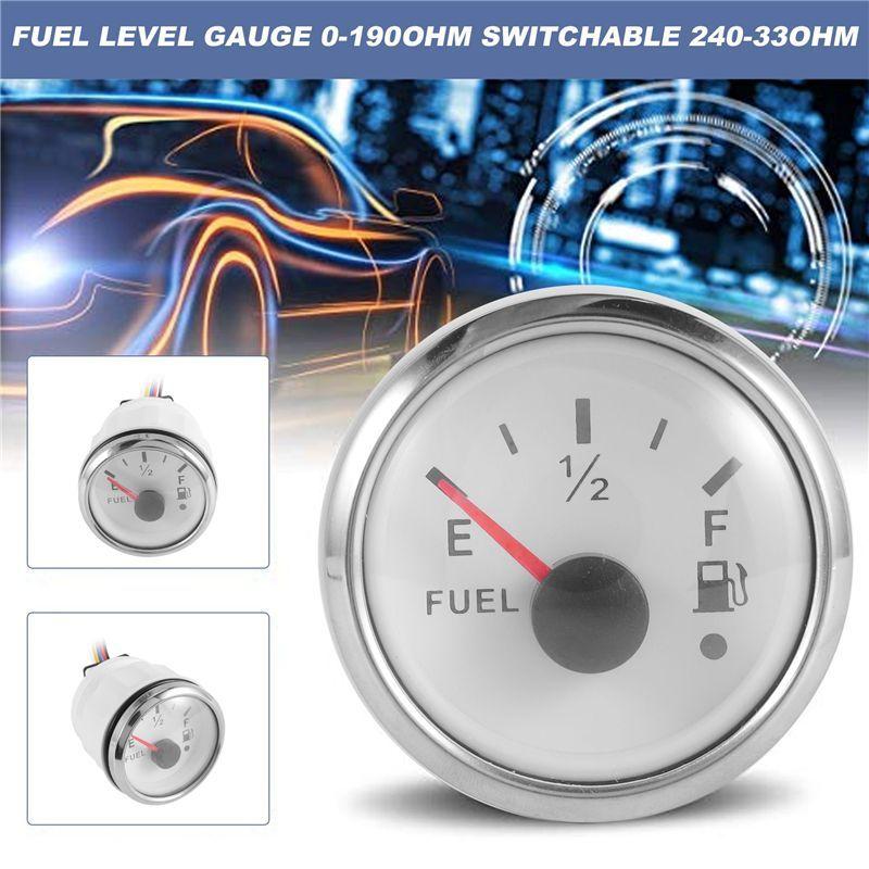 A73Q-52Mm Fuel Level Gauge 0-190Ohm Switchable 240-33Ohm Fuel Oil Level Meter Waterproof Boat Car Gauges With Alarm