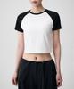 MUSINSA STANDARD WOMAN Women'S Slim Crop Raglan T-Shirt [White/Black]
