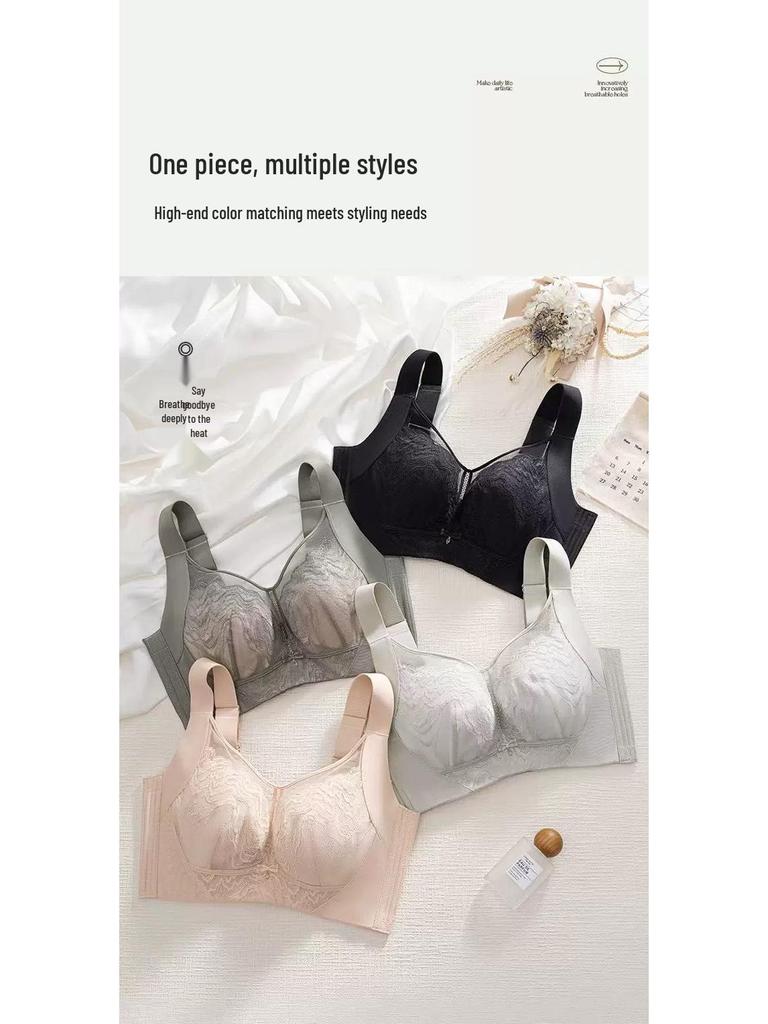 Anti-Light Large Bust Lift Support Underwire Bra with Back Closure.