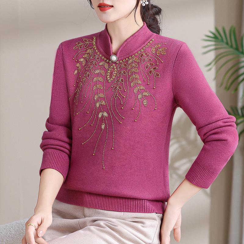 

Elegant Red Knitted Pullover: Warm, Fashionable Sweater for Middle-aged and Elderly Women 120 (suggested for 135-150 jin) рожевий червоний колір