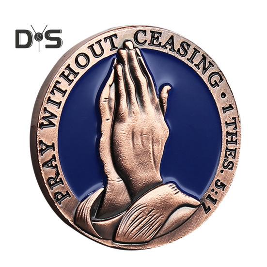 

Христианская молитвенная монета Молитесь непрестанно Священное Писание Сопутствующая монета Металлическая монета Молящиеся руки со стихом к Фессалоникийцам Подарок для христианина 1pc красный/бронзовый