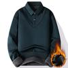 Herren Fake Zweiteiliger Pullover Strickpullover 2025 Winter Warmes Oberteil Verdicktes Samt-Fleece gefüttertes Hemdkragen-Sweatshirt Herrenbekleidung