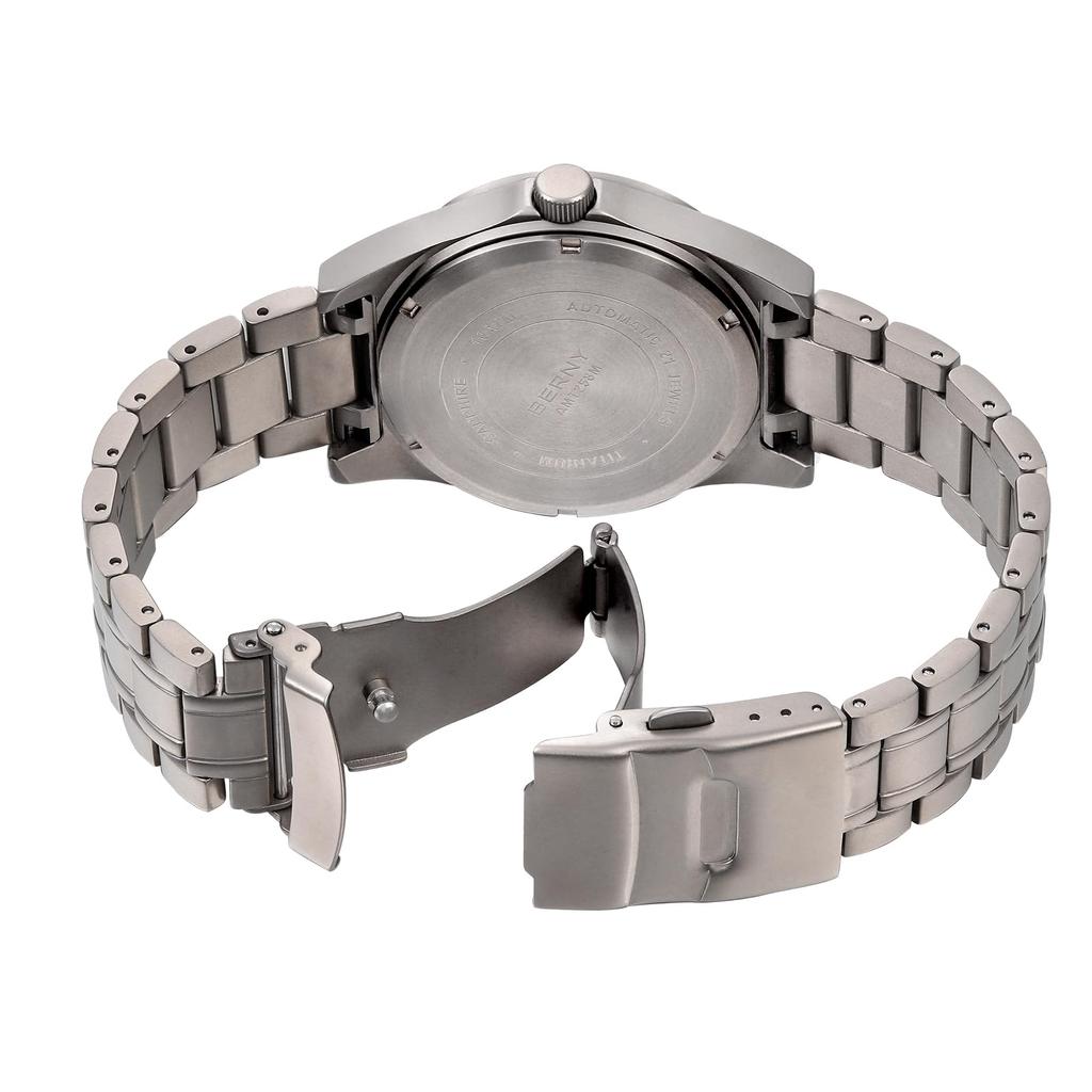BERNY Titanium Mechanical Automatic Railroad 100M Water with AR Sapphire Crystal Watch, Watch, Watch, Resistant, Calendar,