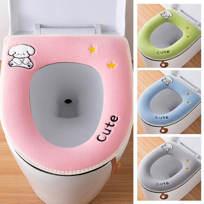1PC Toilet Universal Seat Waterproof Thickened Soft Cushion Durable Plush Cute Warm Zippered 44cm