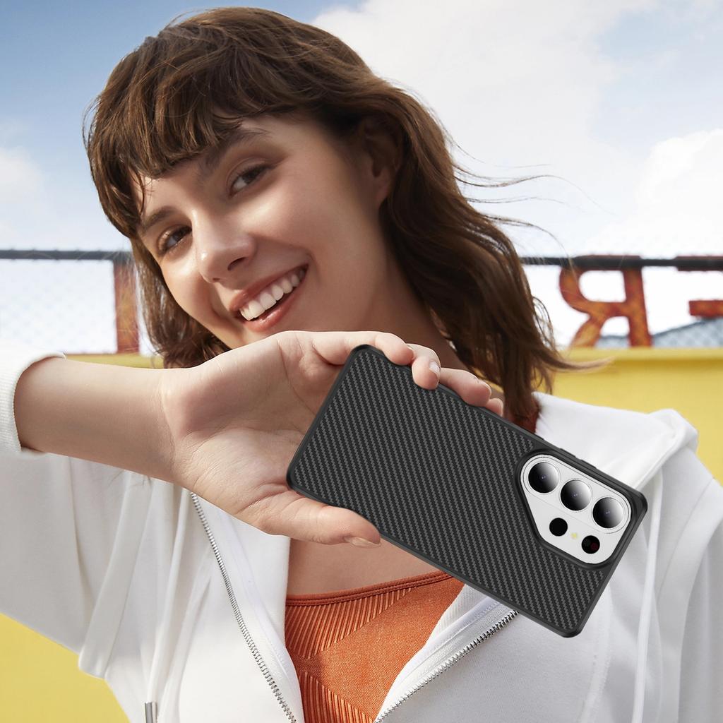 Anti-Scratch Carbon Fiber Texture Case for Samsung Galaxy S26 Ultra S25 Plus S24 S23 Ultra Comfortable Phone Cover Funda