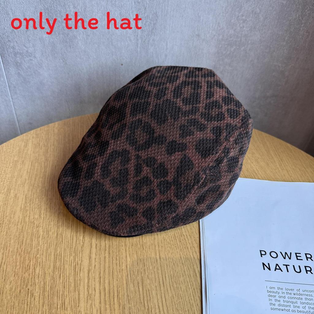 Vintage Leopard Print Newsboy Cap With Sun Protection For Casual Women And Men