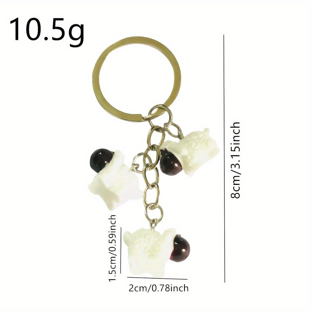 Valentine'S Day Gift Resin Sheep Keychain - Metal And Resin Anime-Themed Oblong Keyring with Ring Buckle, Animal-Shaped Charm Pendant