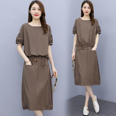 Dress Women's Summer Plus Size Women's Two-piece Loose Linen Suit Skirt