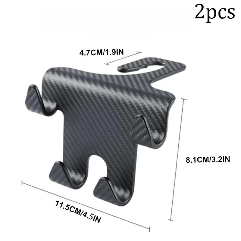 Car Back Seat Hanger 2Pcs - Seat Headrest Hooks Carbon Fiber, Mobile Phone Bag Handbag Holder, Car Seat Hooks