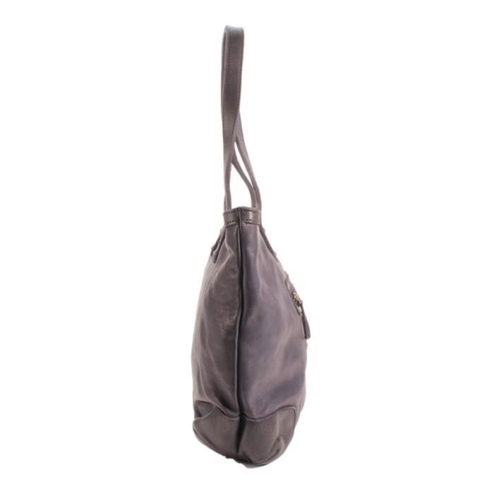 Tote Bag - LE TEMPS DES CERISES - Sana 2 - Black Leather - Shiny - Zipped