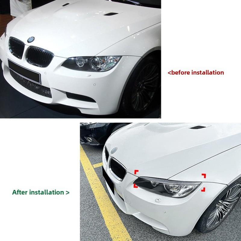 For BMW E92 E93 2Pcs ABS Gloss Headlight Eyebrows Eyelids 3 Series 325i 330i 330d 335i 335d Pre-LCI 3D Stickers Car Accessories