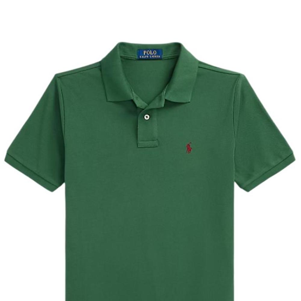 Polo Ralph Lauren Polo Shirt Solid Color Logo Embroidery Button Short Sleeve Kids Tops Green 323703632-181