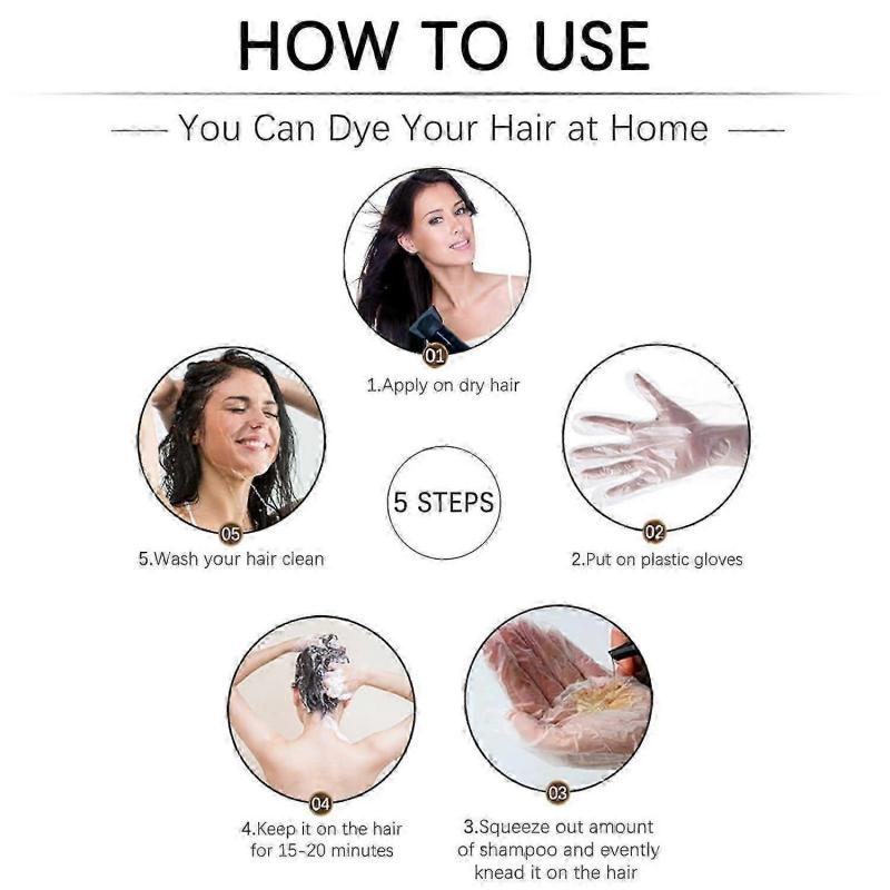 Herbal Black/Brown Hair Dye Shampoo 3 In 1 for Gray Hair, Instant Hair Color Shampoo for Women & Men, Black/Brown Hair Shampoo for 100% Grey Coverage