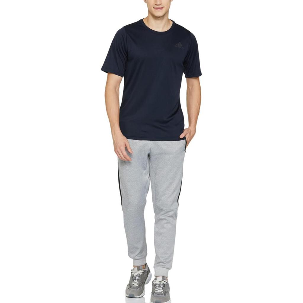 Adidas T Shirts Men's Navy Blue Crew Neck Moderate Straight Fit HC0408