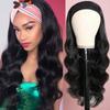 Synthetic Long Curly Wig With Full Cap Bangs Women African Style Headband Hairpiece Heat Resistant