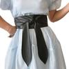 Waist Belt Obi Belt Knotted Self Tie Wrap Belt for Wrap Dress Halter Dress Wide Cinches Belt Soft PU Tie Up for Girls