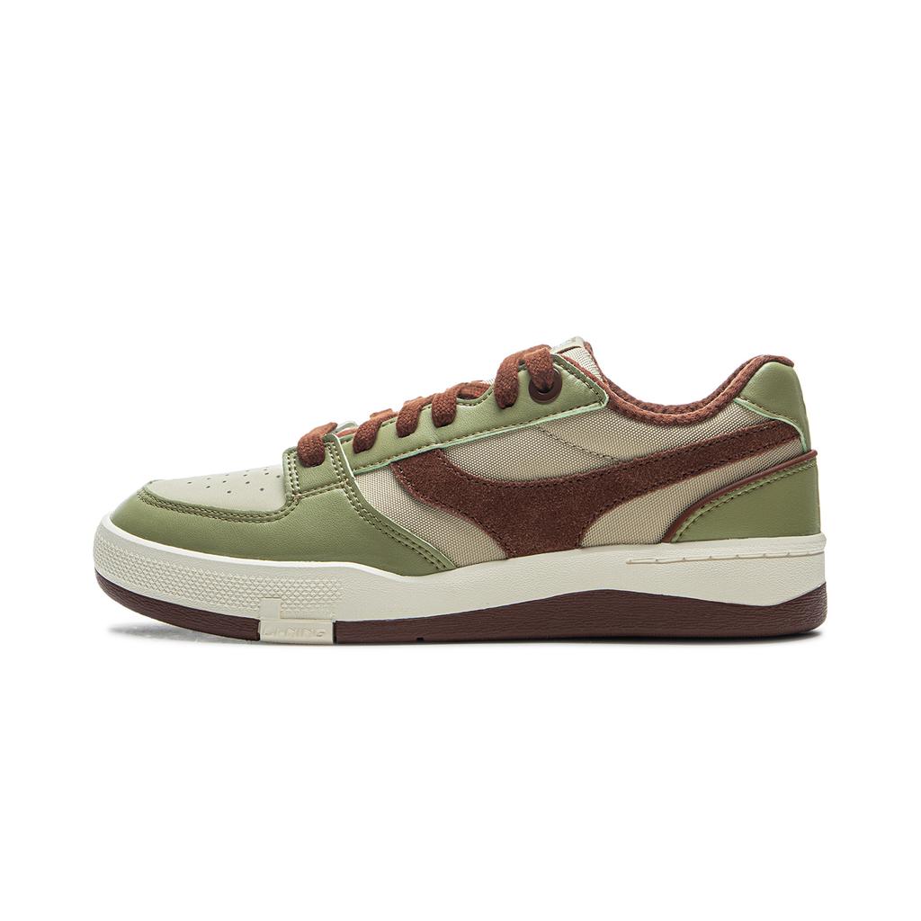 LiNing Comfortable Versatile Zhenrong 92S Non-Slip Shock Absorbing Low-Top Skate Shoes Men Sneakers Green Brown AEPU037-1