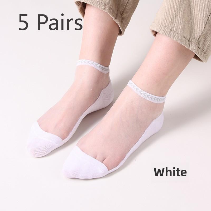 5 Paar Frühlings- und Sommer Herren Seidensocken Unsichtbare Socken Atmungsaktiv Einfache Seidensocken Herren Schweißabsorption Bootssocken Socken