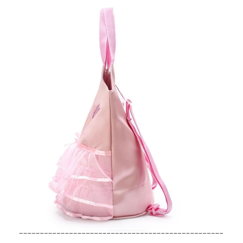 Girls Pink Ballet Dance Bag Students Backpack Embroidered Ruffled Handbag Children Ballerina Bag Kid Gymnastics Backpack