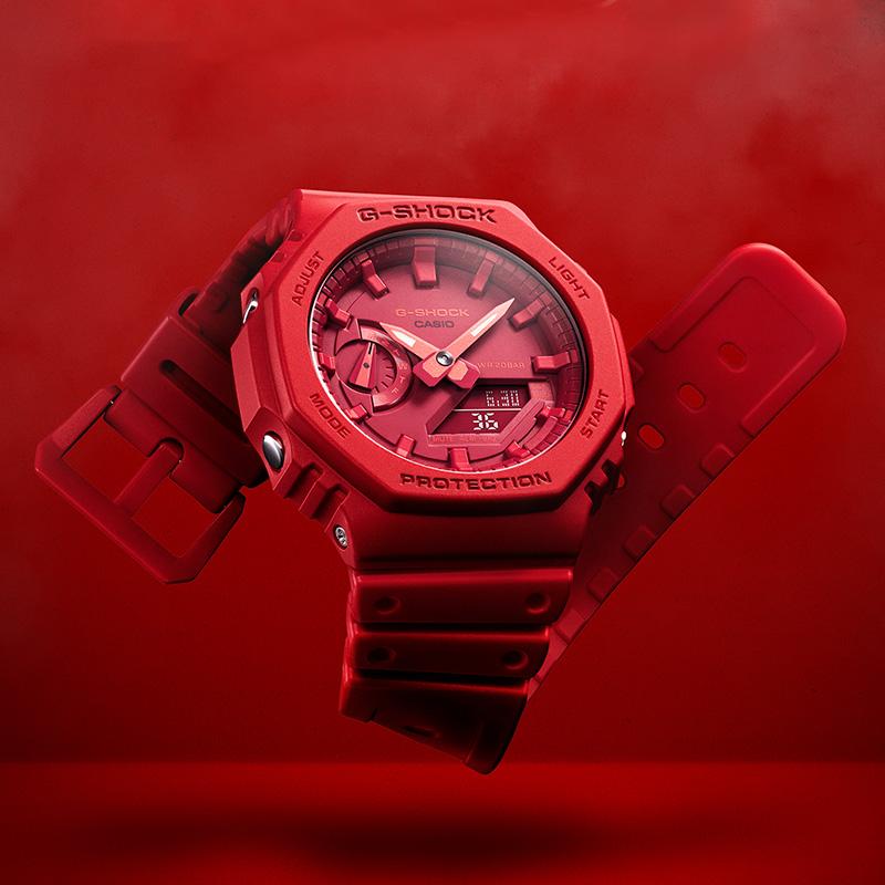 Casio G-Shock Youth Series Waterproof Sports Quartz Watch Resin Strap Men Watches Red GA-2100-4APR