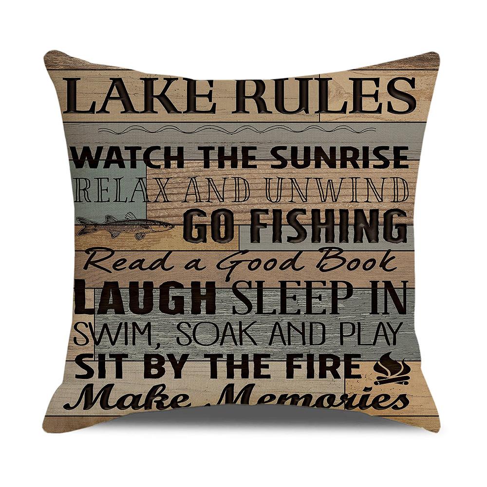 Retro American Wooden Board Letters Admonishment Digital Printing Linen Pillowcase New Home
