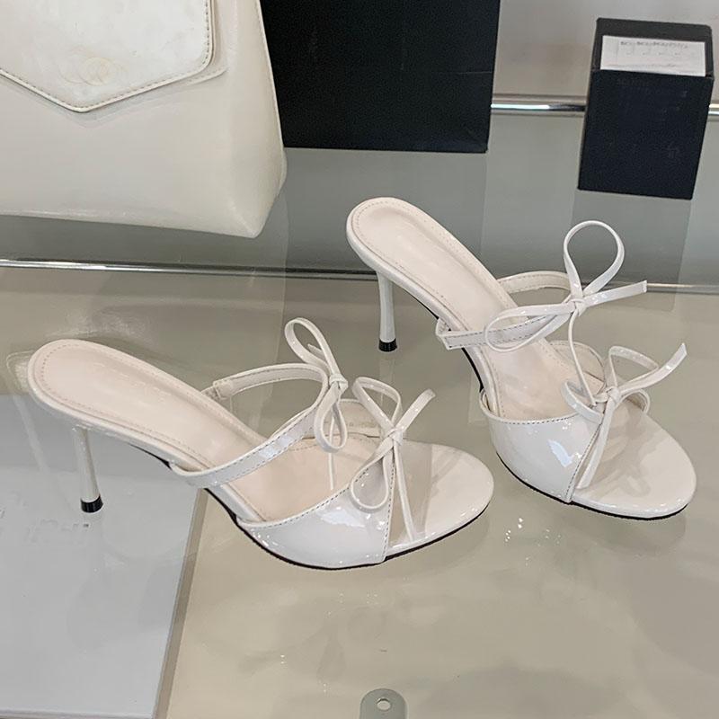 

Fashion Fashion Round Toe Elegant Women Heels Pumps Shoes Spring Summer Butterfly-Knot Ladies High Heels Slides Shoes Female Sandals 35 бежевый