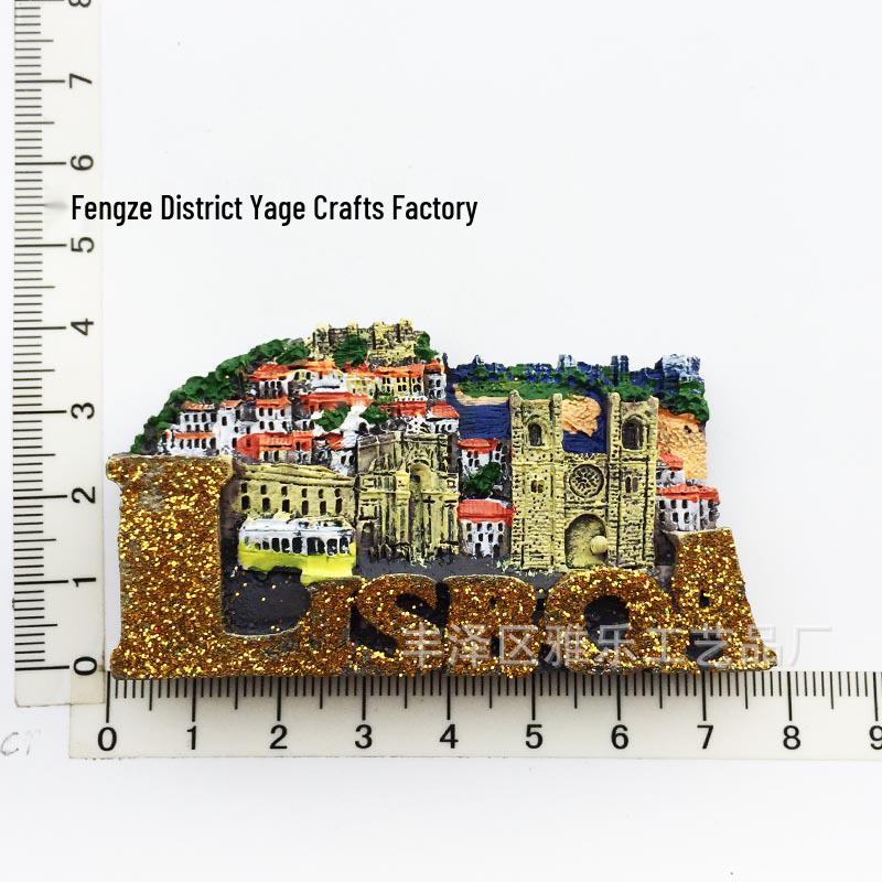 Hand-Painted Resin Magnetic Souvenir Stickers from Portugal