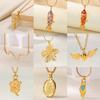 Exquisite Wave Necklace For Wome Gold Color Irregular Geometric Flower Pendant Choker Stainless Steel Jewelry Christmas New Gift