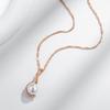 Luxury  Rose Gold Color Pendant Necklace For Women Unique Geometric Pearl Pendant Bride Daily Fine Jewelry  New