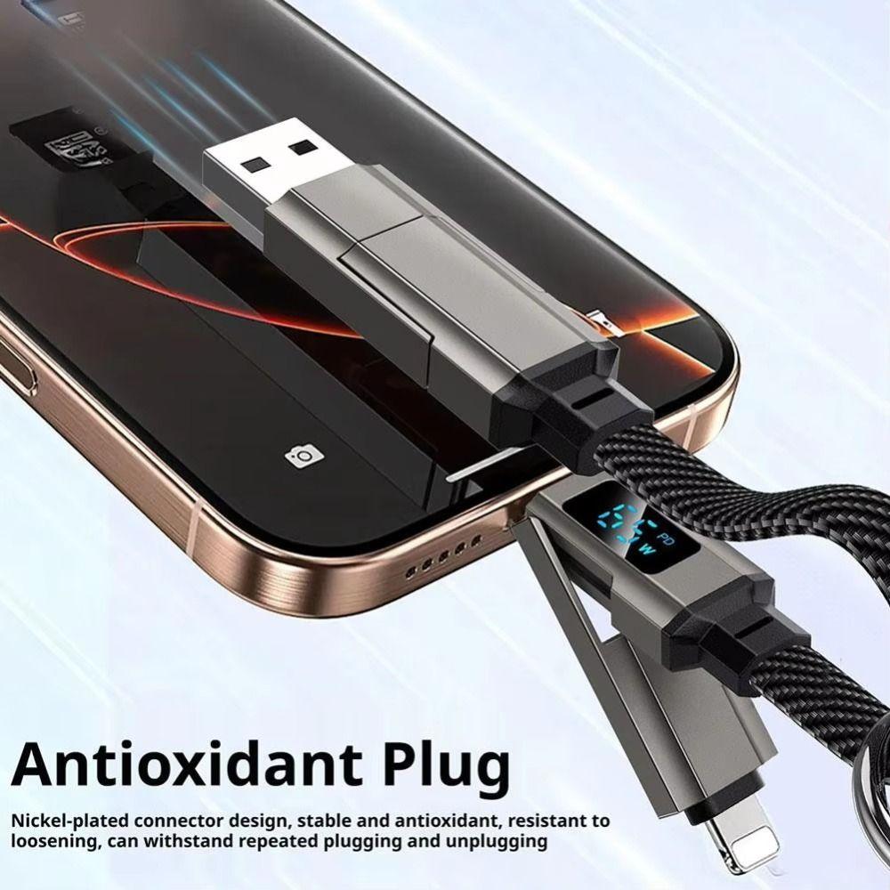 With V/A/W Display 65W Keychain 4 In 1 Portable Fast Charging Cable  Mobile Phone