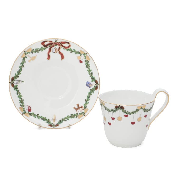 Royal Copenhagen Star Fluted Christmas High Handle Cup Saucer Star Fluted Christmas 2503091 & [Item]