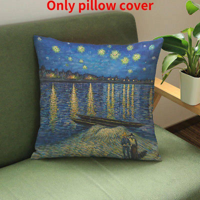 Moderne Künstlerische Ölmalerei Gedruckter Kissenbezug aus Baumwollleinen für Sofas und Autos