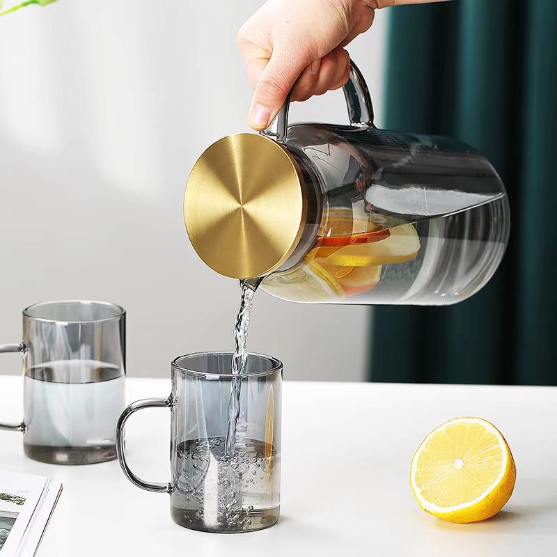 Large Heat-Resistant Borosilicate Glass Pitcher for Cold Water, Juice, Milk - Transparent, High Capacity 