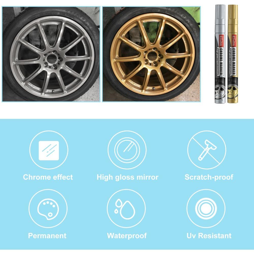 3Pcs Waterproof High Gloss Liquid Chrome Marker Car Repair DIY Chrome Mirror Finish Paint Pen Car Motorcycle Scratch Remover Pen