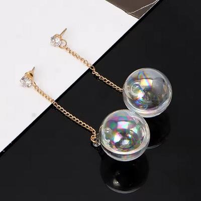 Shiny Ab Transparent Pendant Drop Earrings Bubble Ball Glass Water Inside Dangle Earrings Jewelry Decoration For Women