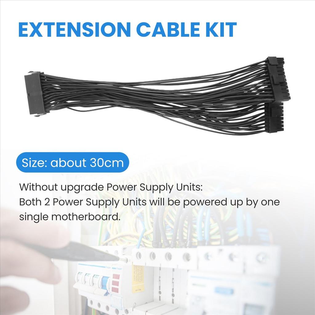 AS62 Dual PSU Power Supply 24-Pin ATX Motherboard Splitter Cable,24Pin(20+4) for ATX Motherboard Extension Cable