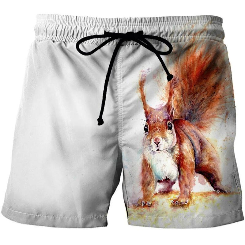Funny Animal Squirrel Graphic Short Pants Summer Fashion Cute Pet 3D Printed Beach Shorts For Men Casual Trunks Gym Trousers