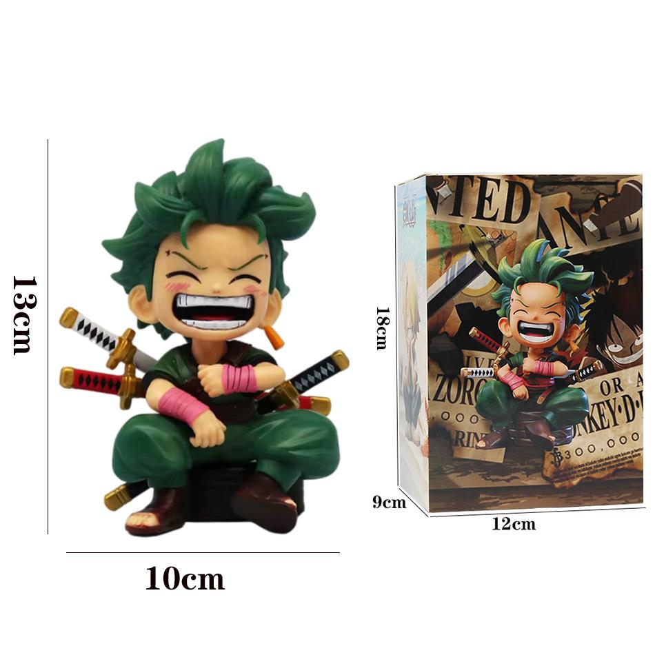 13cm Anime Figure One Piece Monkey D Luffy Roronoa Zoro Kawaii Playthings Q Figural Nendoroid Car Decoration PVC Model Gift
