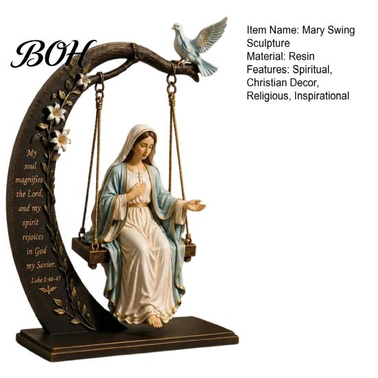 Religiöses Geburtstagsgeschenk für Frauen Christliche Jungfrau Maria Schaukel-Ornament, Katholischer Bibelvers Heimdekoration, Gesegnete Oster-Harzfigur
