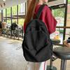 2025 New Corduroy Solid Color Backpack Female College Students 'schoolbag Simple Korean Style Japanese