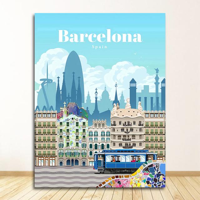 I drukuje zdjęcia ścienny do salonu wystrój domu londyn nowy jork paryż hiszpania mapa miasta obraz ścienny na płótnie skandynawskie plakaty