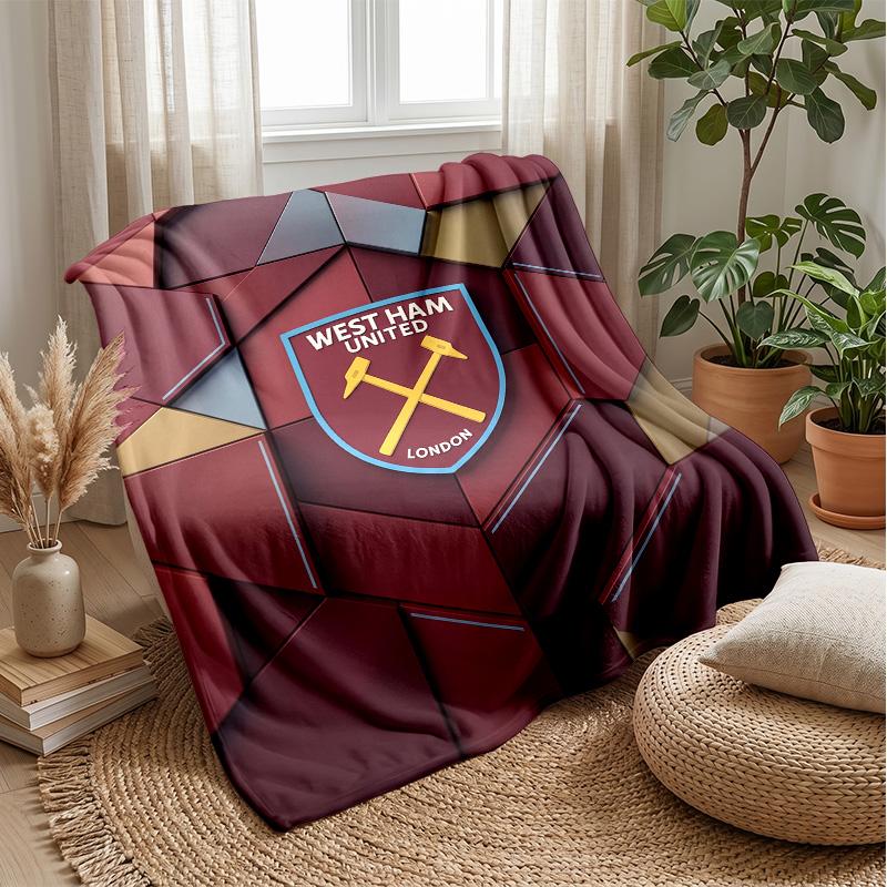 West Ham United Fußball-Print Flanelldecke, Weiche Warme Leichte Überwurfdecke für Sofa Bett Camping